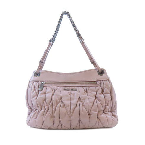 MIU MIU SHW Chain Shoulder Bag Calfskin Leather Pink
