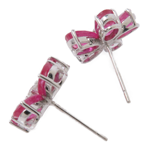 JEWELRY Ruby Diamond Earrings 18K White Gold