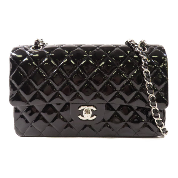 CHANEL CC SHW Classic 25 Chain Shoulder Bag Patent Leather Black v1