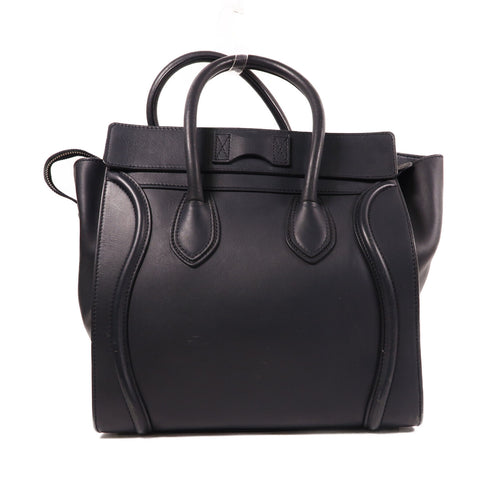 CELINE GHW Mini Luggage Handbag 165213HSC Calfskin Leather Black