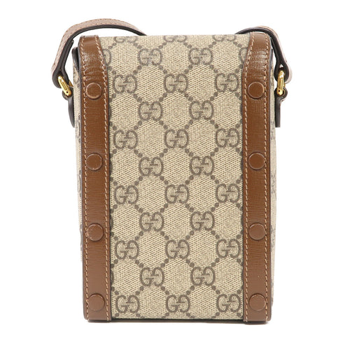 GUCCI GG GHW GG Supreme Horsebit Mini Shoulder Bag 625615 Coated Canvas Brown