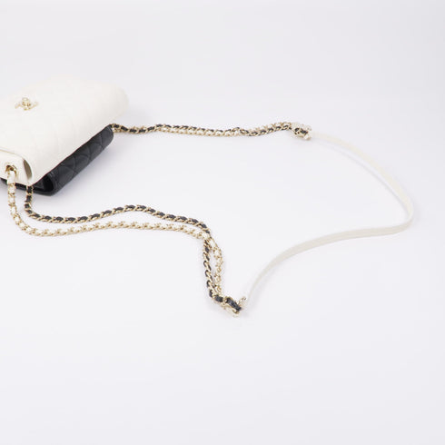 CHANEL CC GHW Chain Shoulder Bag AS0649 Lambskin Leather White Black