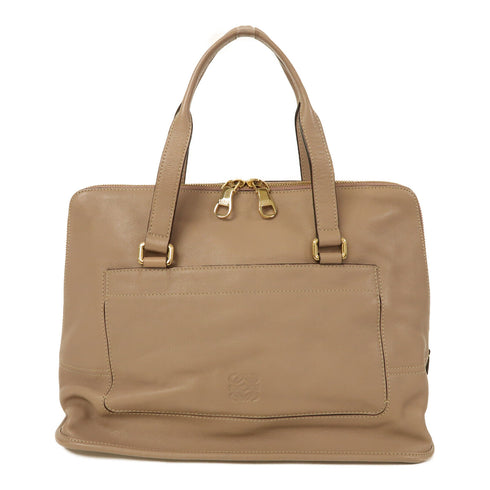 LOEWE GHW Shoulder Tote Hand Bag Calfskin Leather Brown