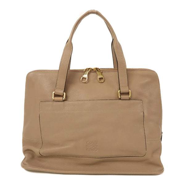 LOEWE GHW Shoulder Tote Hand Bag Calfskin Leather Brown