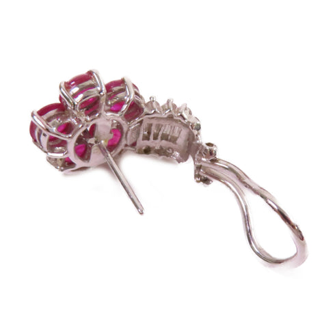 Fine Jewelry Ruby Diamond Earrings 18K White Gold