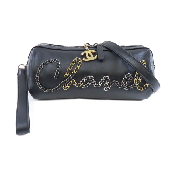 CHANEL CC GHW Bowling Chain Shoulder Bag AS1779 Calfskin Leather Black