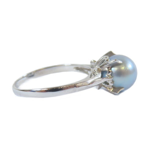 FINE JEWELRY 2.6g Pearl Ring 14K White Gold US#7