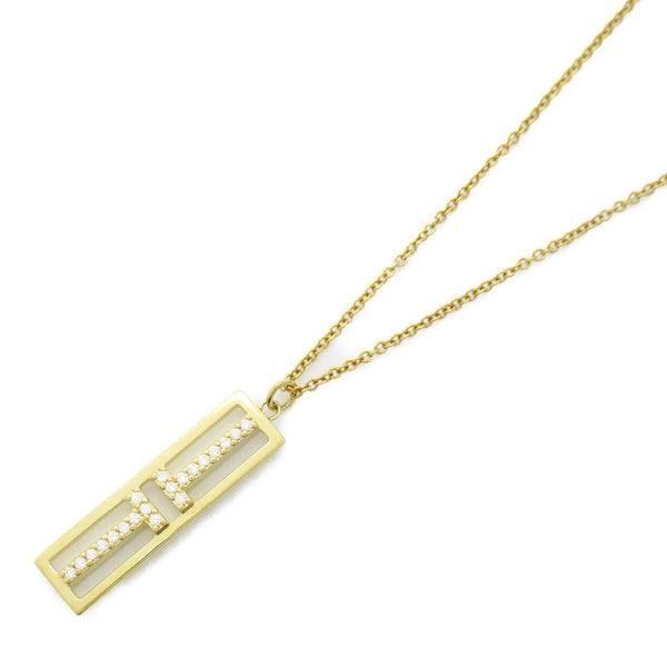 TIFFANY&CO T Two Open Vertical Bar Diamond Necklace 18K Yellow Gold