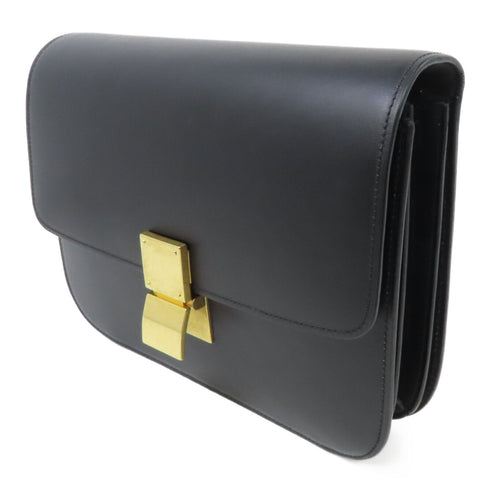 CELINE GHW Classic Box Shoulder Bag Calfskin Leather Black v1