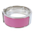 HERMES Clic Clac H Bracelet Bangle Metal Silver Pink