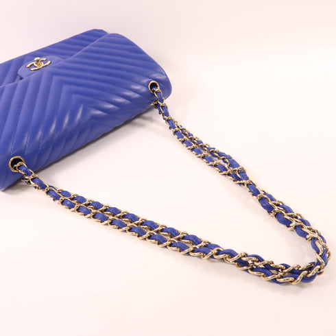 CHANEL CC GHW Chain Shoulder Bag Calfskin Leather Blue v1