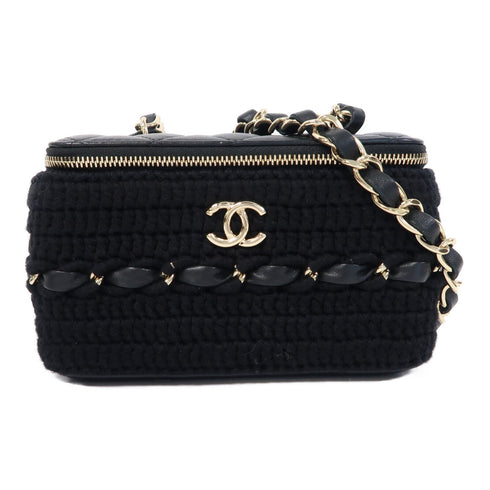 CHANEL Quilted CC GHW Chain Shoulder Bag Vanity Case Lambskin Leather/Cotton