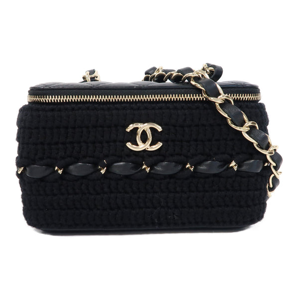 CHANEL Quilted CC GHW Chain Shoulder Bag Vanity Case Lambskin Leather/Cotton