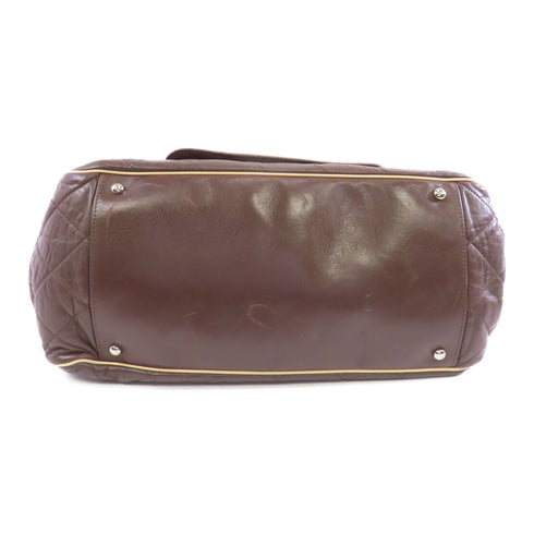 CHANEL Quilted CC Chain Shoulder Bag Calfskin Leather Brown