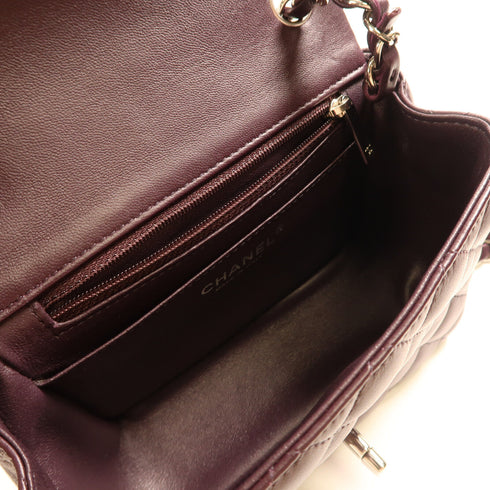 CHANEL CC SHW Classic 17 Chain Shoulder Bag Lambskin Leather Purple