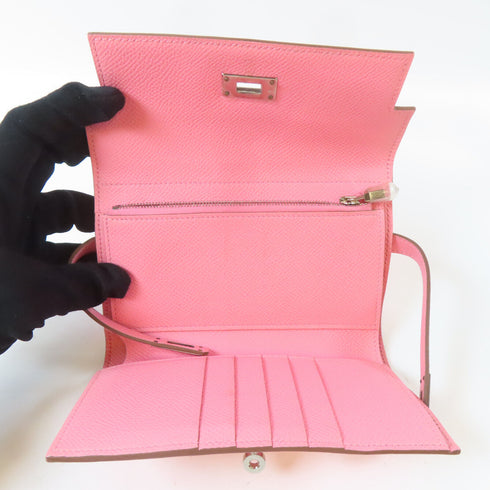 HERMES PHW Kelly Wallet Trifold Wallet Epsom Leather Rose Confetti Pink