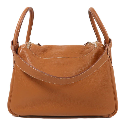 HERMES GHW Lindy 30 2 Way Shoulder Bag Taurillon Clemence Leather Gold