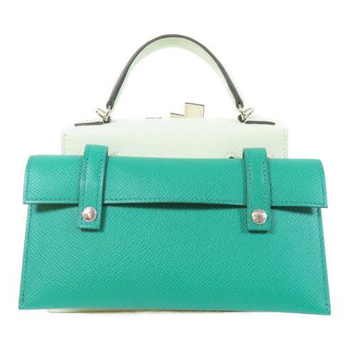 HERMES PHW Kelly Doll Picto Shoulder Bag Epsom Leather Vert Fizz Green