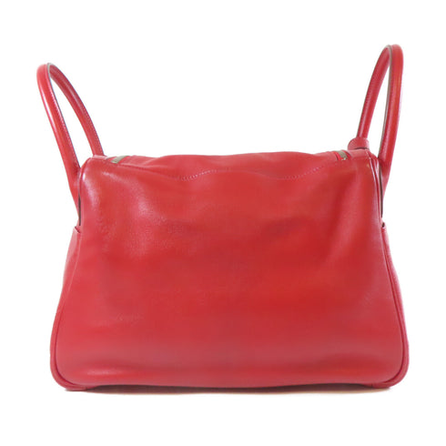 HERMES PHW Lindy 30 2 Way Shoulder Hand Bag Veau Swift Leather Rouge Casaque
