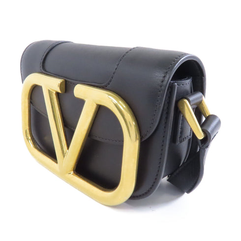 Valentino GHW Garavani Supervee Shoulder Bag Calfskin Leather Black