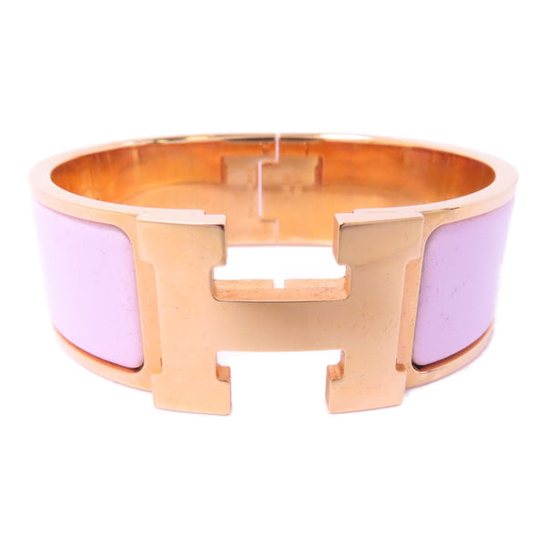 HERMES Clic-Clac H Bangle Bracelet Accessories Enamel Metal Pink