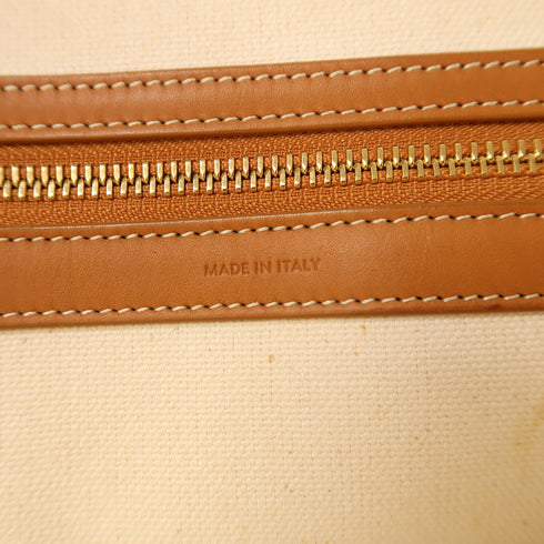 CELINE GHW Horizontal Cabas Tote Bag Canvas White