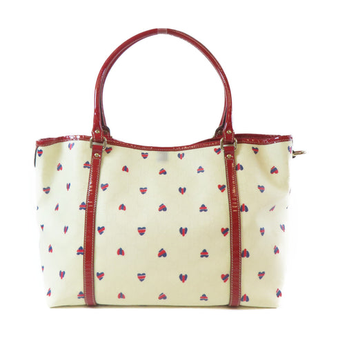 GUCCI GG SHW Shoulder Bag 197953 Coated Canvas White Red