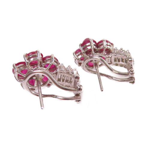 Fine Jewelry Ruby Diamond Earrings 18K White Gold