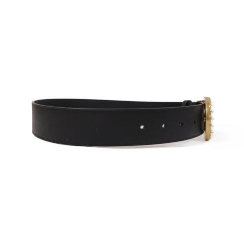 GUCCI GG GHW Marmont Pearl Belt 453260 Calfskin Leather Black