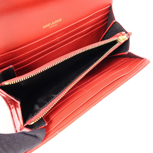 SAINT LAURENT YSL GHW Long Wallet 539972 Patent Leather Red