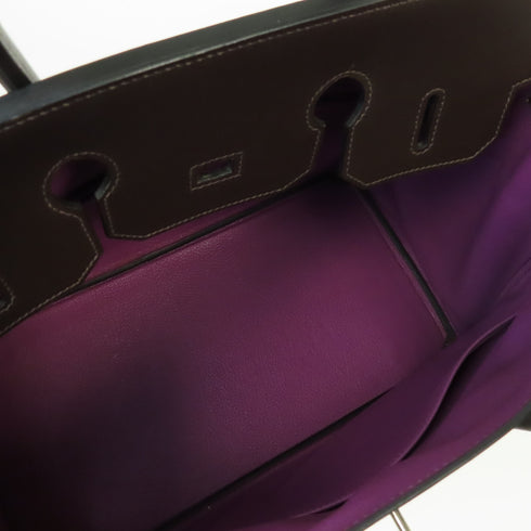 HERMES PHW Birkin 35 Handbag Swift Leather Ebene Brown