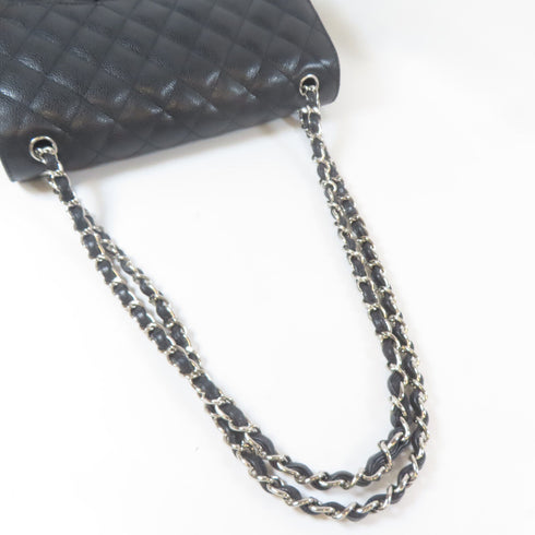 CHANEL Quilted CC SHW Classic Chain Shoulder Bag Caviar Leather Black
