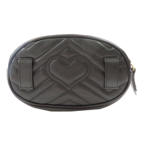 GUCCI GG GHW GG Marmont Waist Bag 476434 Calfskin Leather Black