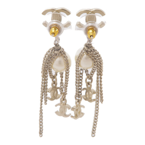 CHANEL CC Earrings Accessories 09A Metal PVC Gold White