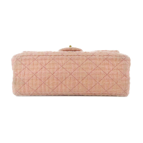 CHANEL Quilted CC GHW 2.55 Chain Shoulder Crossbody Bag Tweed Pink