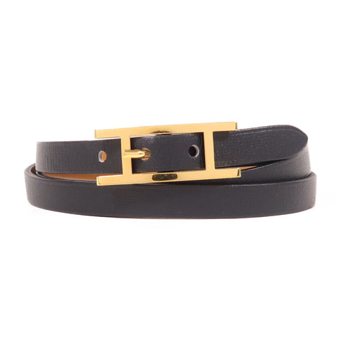 HERMES Hapi 3 Bracelet Chamonix Leather Black