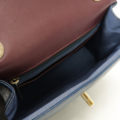 CHANEL CC GHW Chain Shoulder Bag Calfskin Leather Blue