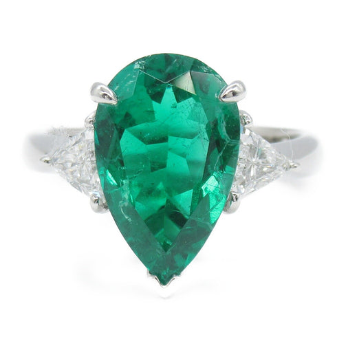 FINE JEWELRY 2.06ct Emerald 0.50ct Diamond Ring PT900 Platinum Gree...