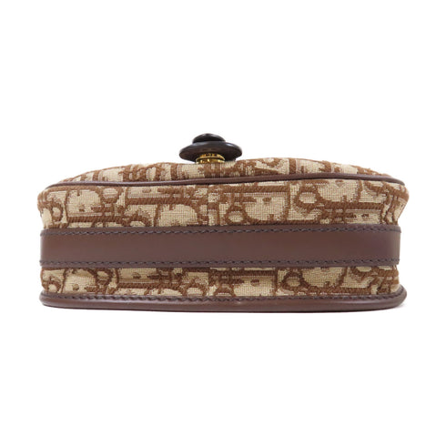 Christian Dior CD GHW Lady Dior Shoulder Bag Canvas Brown