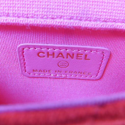 CHANEL Quilted CC GHW Chain Shoulder Crossbody Bag Fabric Red