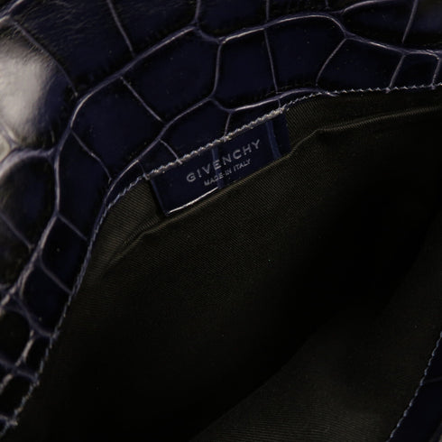 GIVENCHY GHW Clutch Bag Calfskin Leather Blue