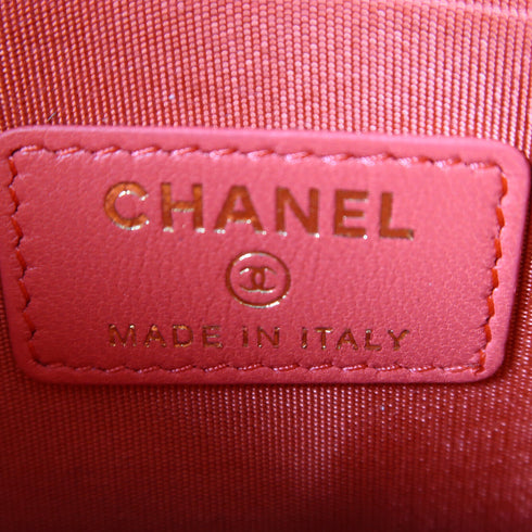 CHANEL Quilted CC GHW Long Wallet Lambskin Leather Pink