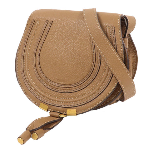 Chloe GHW Small Marcie Shoulder Bag Calfskin Leather Brown