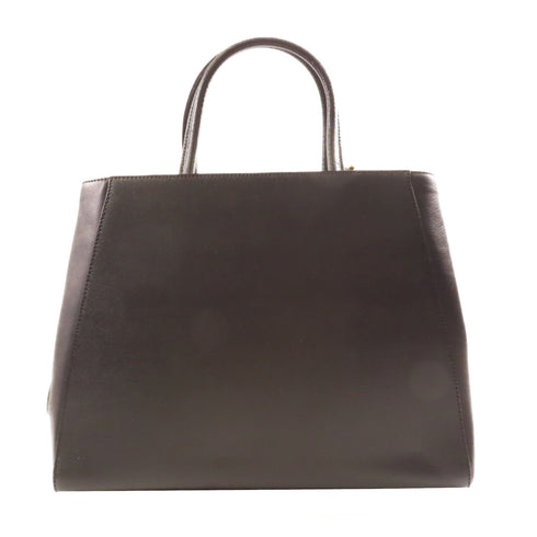FENDI GHW 2 Way Shoulder Bag Calfskin Leather Black