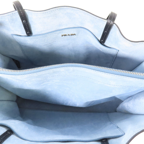 PRADA SHW Shoulder Bag Glace Calfskin Leather/Suede 1BG122 Nero/Astrale