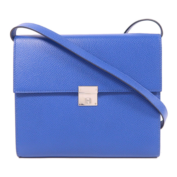 HERMES PHW Clic 16 Shoulder Bag Epsom Leather Blue