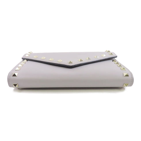 Valentino GHW Chain Shoulder Bag Calfskin Leather Gray