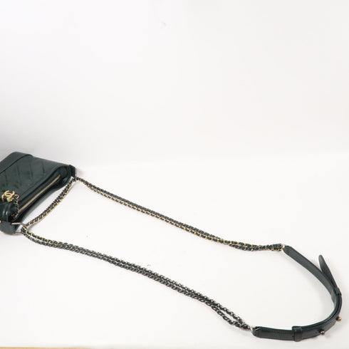CHANEL Quilted CC GHW SHW Gabrielle Small Chain Shoulder Bag Calfskin Green