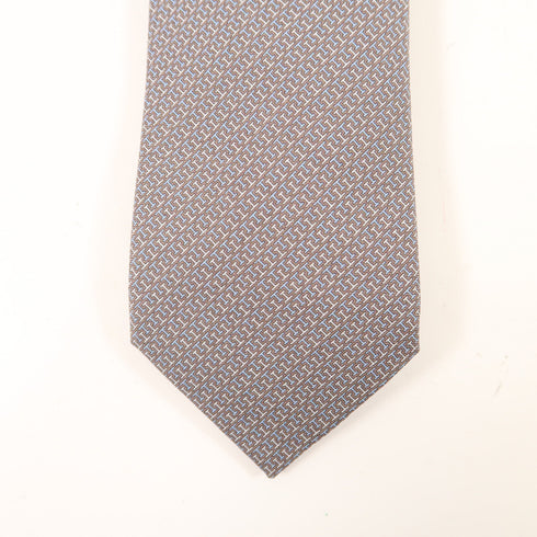 HERMES Tie Ties Silk Gray