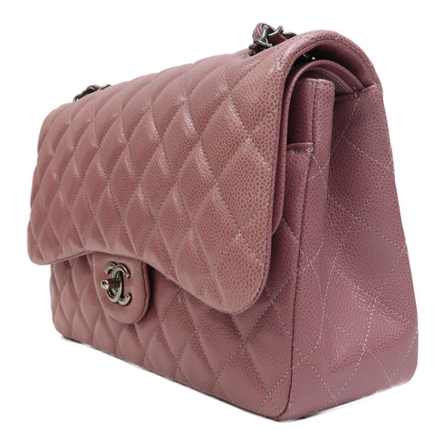 CHANEL Quilted CC Classic Double Flap Bag Jumbo Shoulder Bag A58600 Caviar Purple